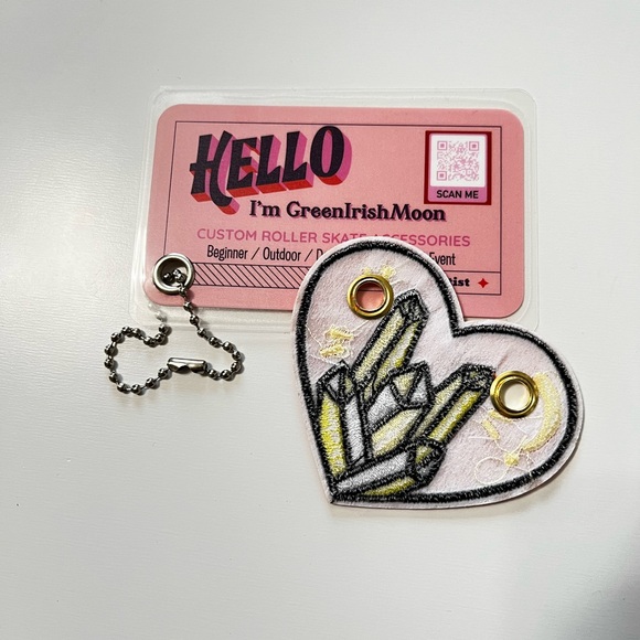 Orange crystals heart embroidered patch  Roller Skates shoelace patch shoe charm - Picture 5 of 8